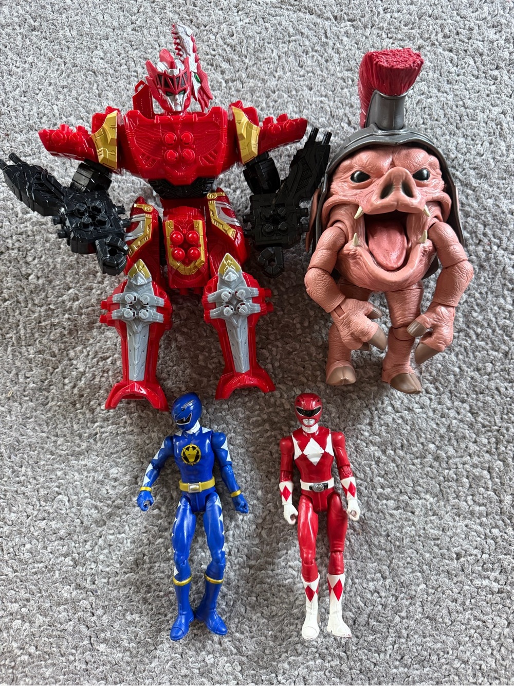 Power Rangers Toy Lot - Pudgy Pig, Dino Thunder T-Rex & Figures